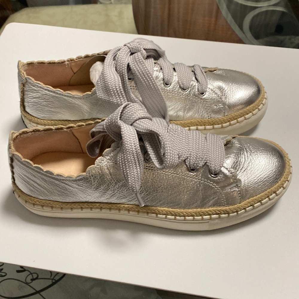 Kate Spade metallic silver sneakers